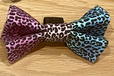 Pink/Blue Leopard Print Bow Tie