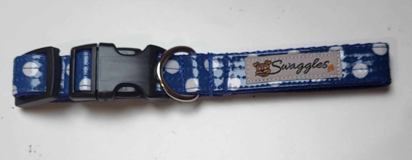 Royal Blue & White Spot Laminated Collar (S/M)