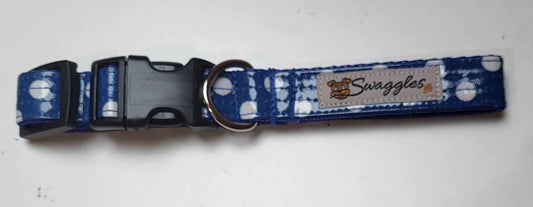Royal Blue & White Spot Laminated Collar (S/M)