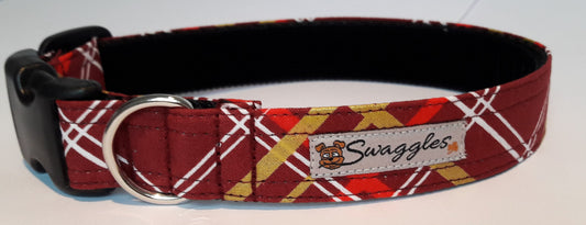 Burgundy & Gold Plaid Collar