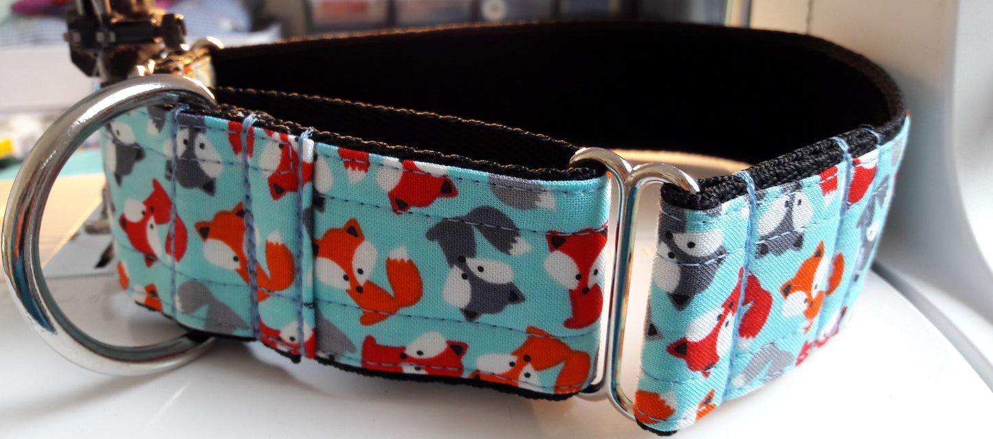 Turquoise Mini Foxes Martingale Collar