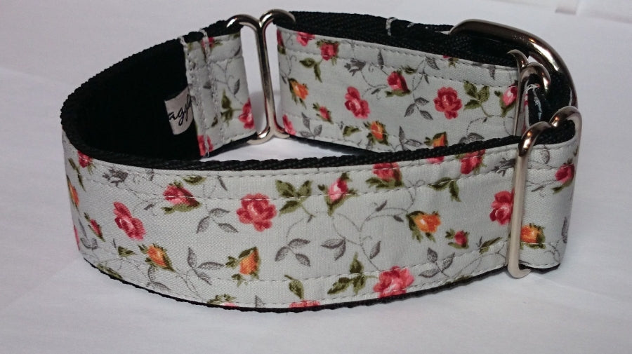 Grey Vintage Floral Martingale Collar