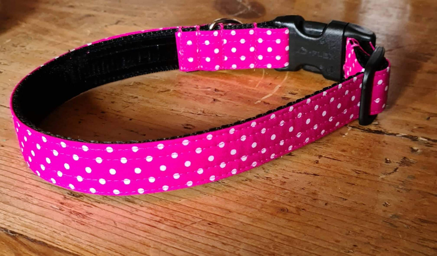 Cerise Pink & White Spot Collar