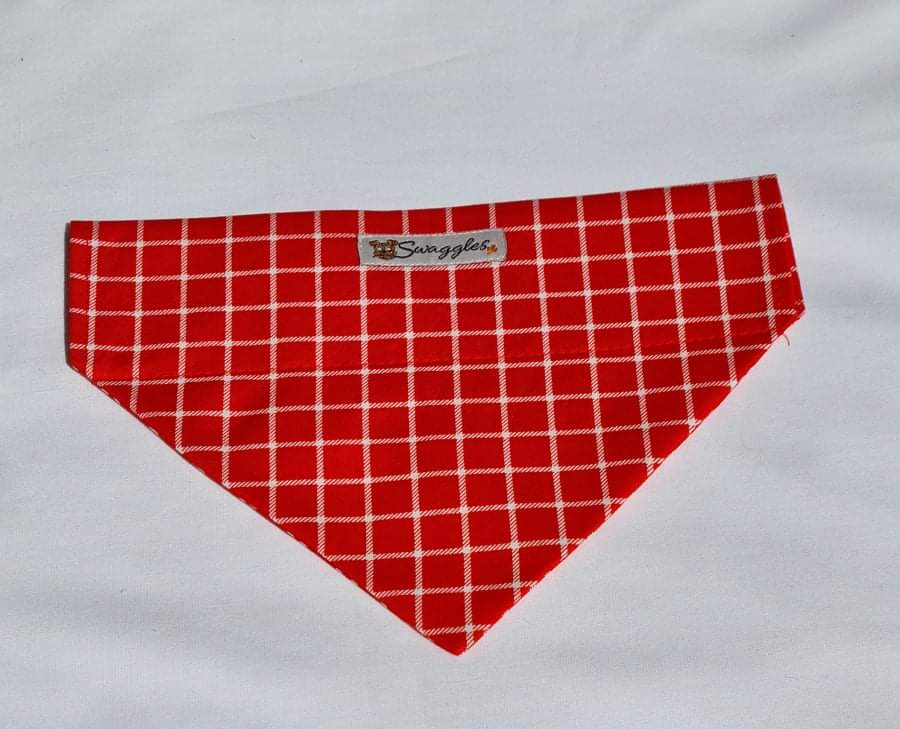 Deep Orange & White Check Bandana