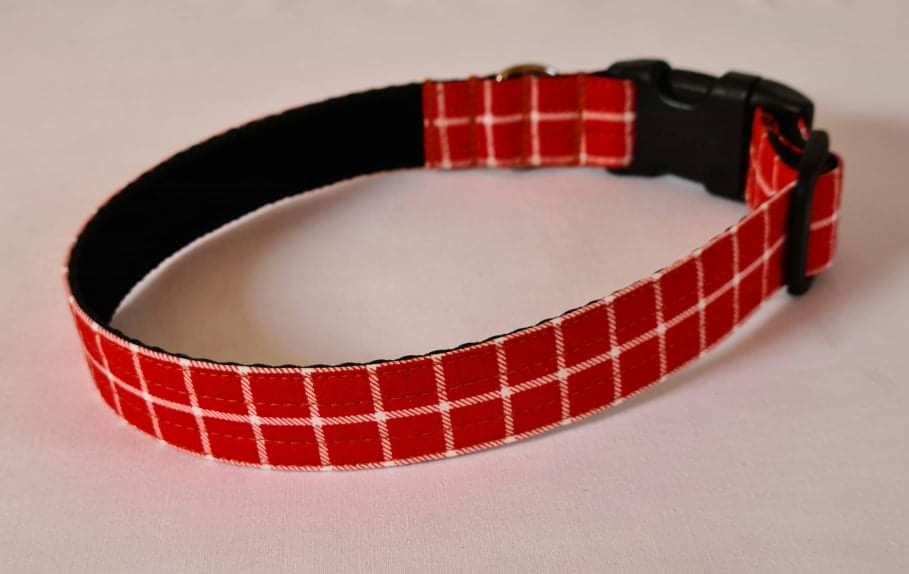 Deep Orange & White Check Collar