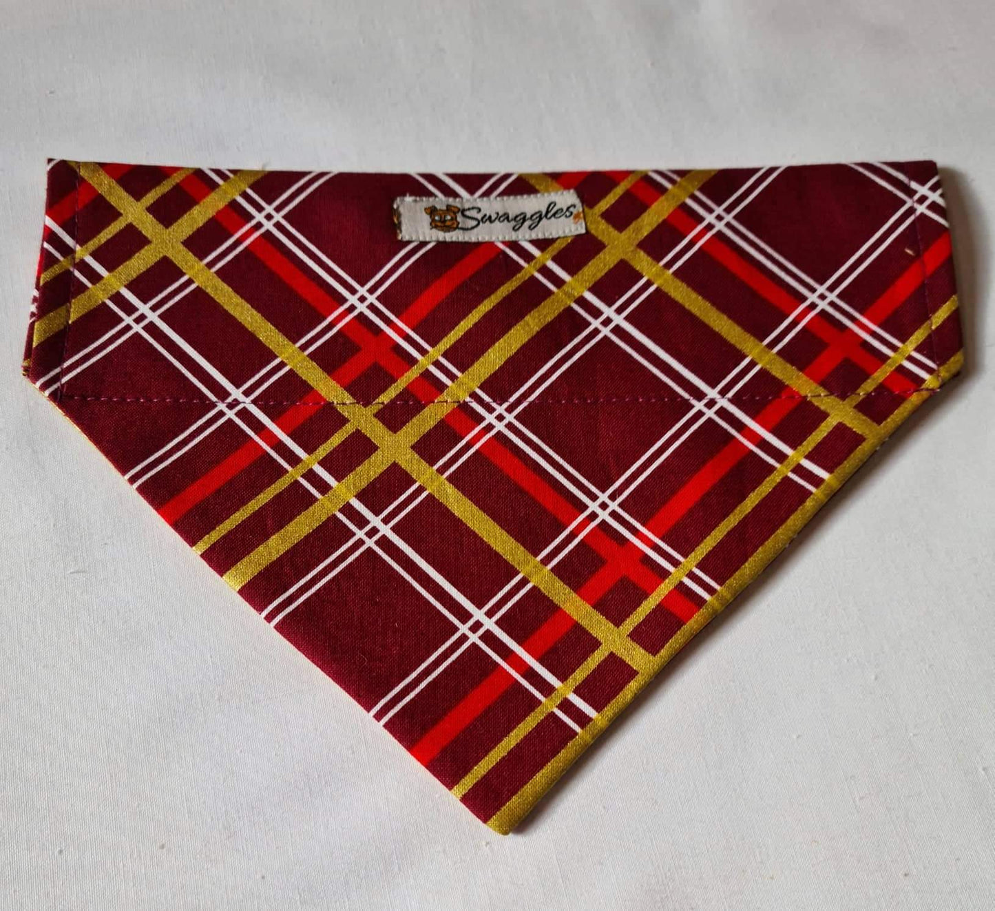 Burgundy & Gold Plaid Bandana