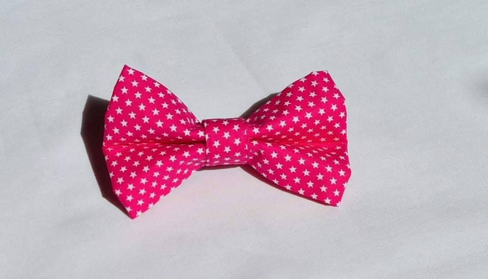 Cerise Pink Mini Stars Bow Tie