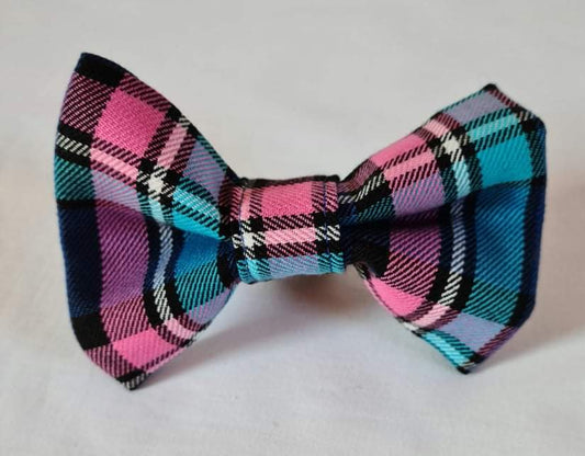 Pink & Blue Tartan Bow Tie