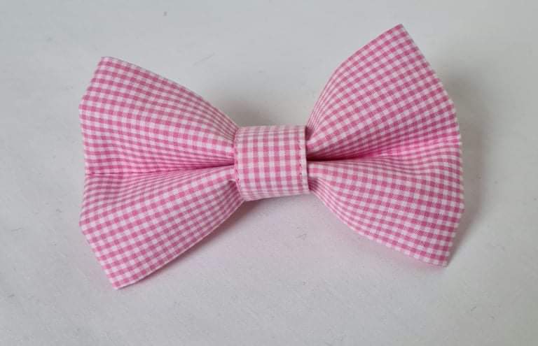 Pink & White Gingham Check Bow Tie