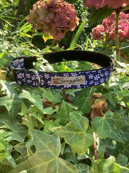 Navy & Pink Daisy Collar