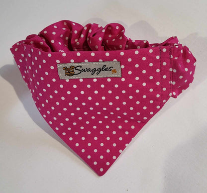 Pink & White Spot Scrunchie Bandana(small)