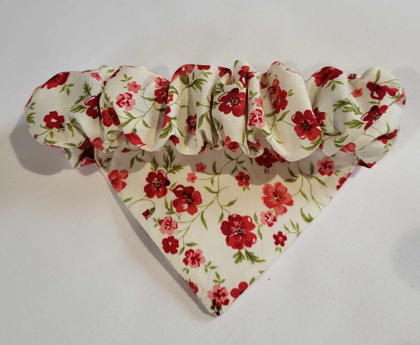 Cream & Red Roses Scrunchie Bandana(small)