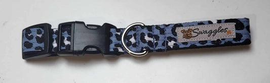 Blue Leopard Collar (S/M) 10-14"