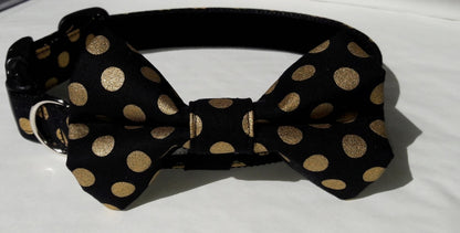 Black & Metallic Gold Spot Bow Tie