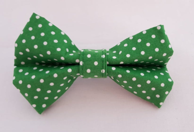 Emerald Green & White Spot Bow Tie