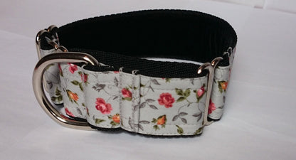 Grey Vintage Floral Martingale Collar