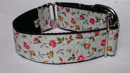 Grey Vintage Floral Martingale Collar