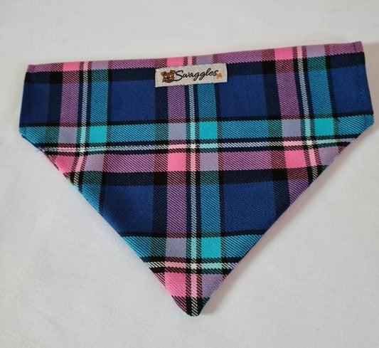 Pink & Blue Tartan Bandana