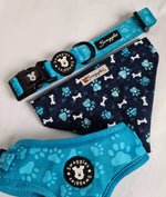 Navy & Turquoise Paws Bandana