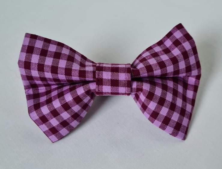 Purple Gingham Check Bow Tie