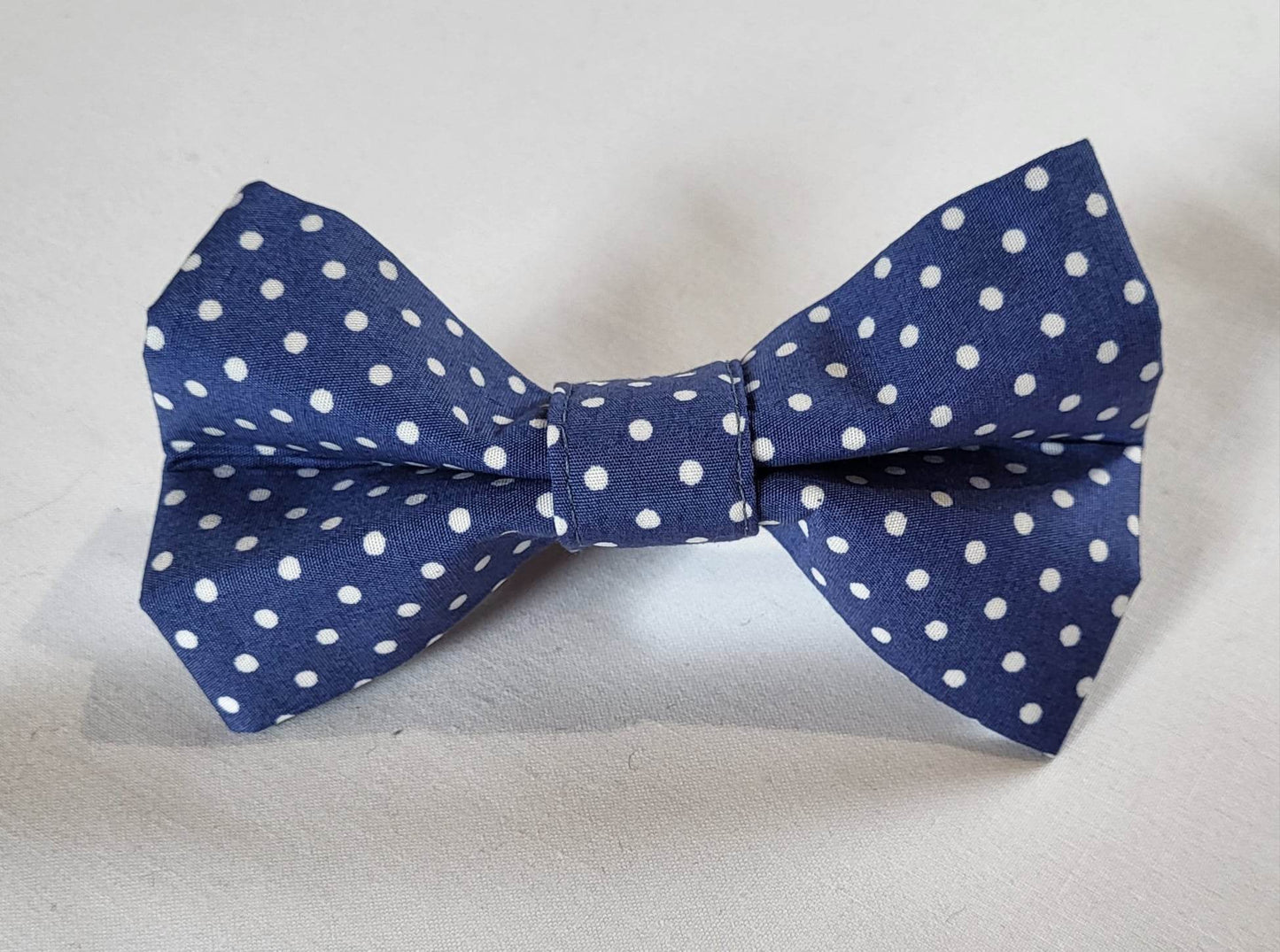 Denim Blue & White Spot Bow Tie