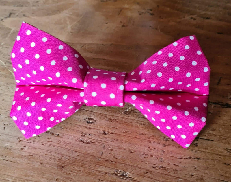 Cerise Pink & White Spot Bow Tie